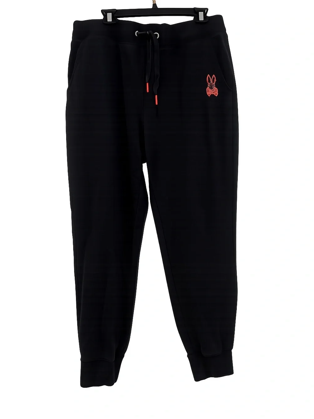 Psycho Bunny Men’s XL Black Jogger Sweatpants Embroidered Bunny Logo Zip Pocket